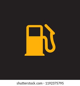 Icono del panel del tablero de instrumentos del coche en un fondo negro. Nivel de combustible.