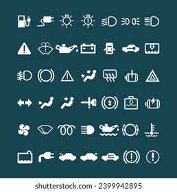 Car Dashboard Panel Icon Set