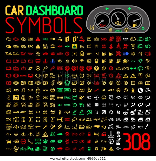 car dashboard panel icons symbols warning light\
indicators vector set