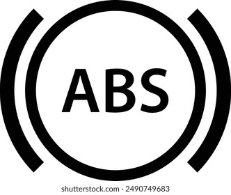 Car Dashboard Panel Indicators, ABS Warning flat black vector icon.