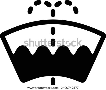 Car Dashboard Panel Indicators, Washer Fluid Low flat black vector icon.