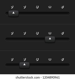 Car dashboard slider. Auto air conditioner. Air flow direction selector. Vector 3d illustration