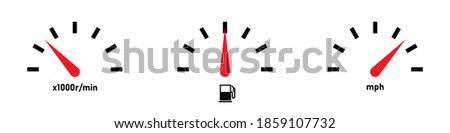 Car dashboard. Car speedometer icon set. RPM KMPH icons. Vector graphic.  EPS 10