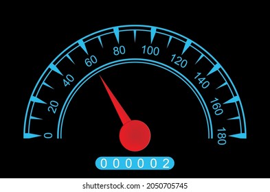 car dashboard speedometer scale, driving speed and mileage, simple design