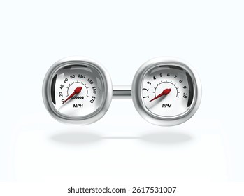 Car dashboard Speedometer and Tachometer 3D icon