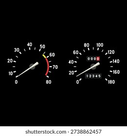 Car dashboard speedometer and tachometer dial. Vector illustration