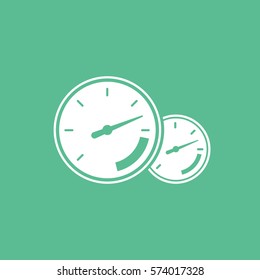 Car Dashboard Speedometer Tachometer Flat Icon On Green Background