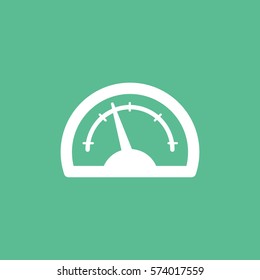 Car Dashboard Speedometer Tachometer Flat Icon On Green Background