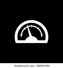 Car Dashboard Speedometer Tachometer Flat Icon On Black Background