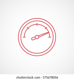 Car Dashboard Speedometer Tachometer Red Line Icon On White Background