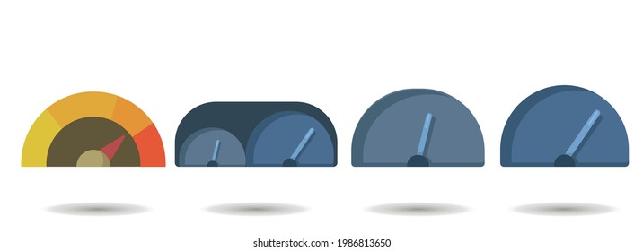 car dashboard, speedometer, tachometer vector clip art set.