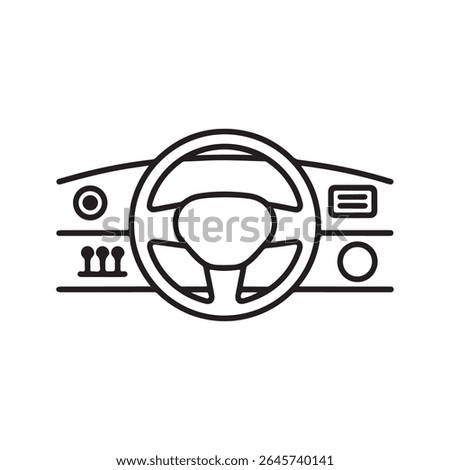 Car Dashboard Steering Wheel Controls Icon Black Line Art