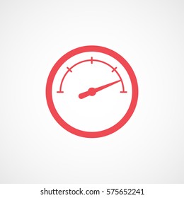 Car Dashboard Tachometer Speedometer Red Flat Icon On White Background