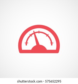 Car Dashboard Tachometer Speedometer Red Flat Icon On White Background