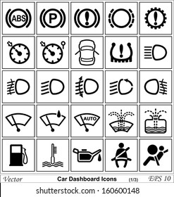 Car dashboard vector icons