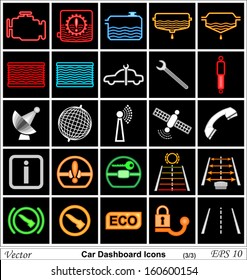 Car dashboard vector icons