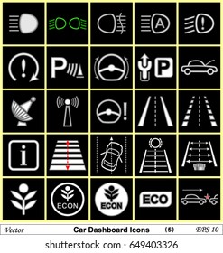 Car dashboard vector icons