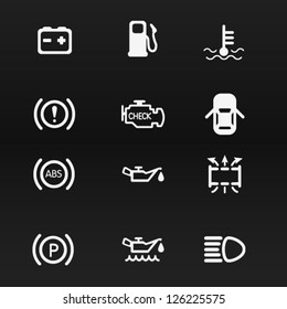 Car dashboard vector icons set 1