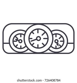 car dashboard  vector line icon, sign, illustration on background, editable strokes