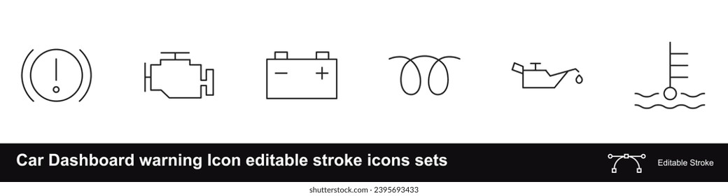 Auto-Dashboard-Warnzeichen Icon editierbare Schlaganfallsymbole Sets