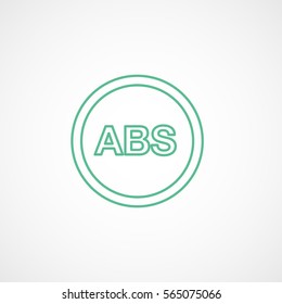 Car Dashboard Warning Light ABS Green Line Icon On White Background