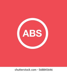 Car Dashboard Warning Light ABS Flat Icon On Red Background