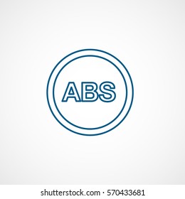 Car Dashboard Warning Light ABS Blue Line Icon On White Background