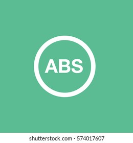 Car Dashboard Warning Light ABS Flat Icon On Green Background
