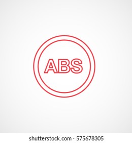 Car Dashboard Warning Light ABS Red Line Icon On White Background