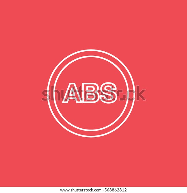 Car Dashboard Warning Light ABS Line Icon On\
Red Background