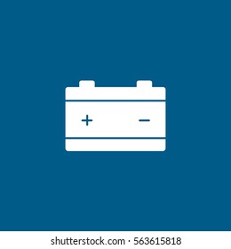 Car Dashboard Warning Light Accumulator Flat Icon On Blue Background