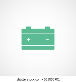 Car Dashboard Warning Light Accumulator Green Flat Icon On White Background