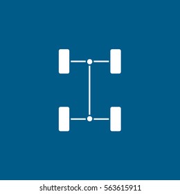 Car Dashboard Warning Light Chassis Flat Icon On Blue Background