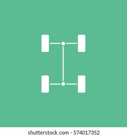Car Dashboard Warning Light Chassis Flat Icon On Green Background