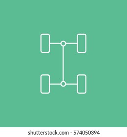 Car Dashboard Warning Light Chassis Line Icon On Green Background