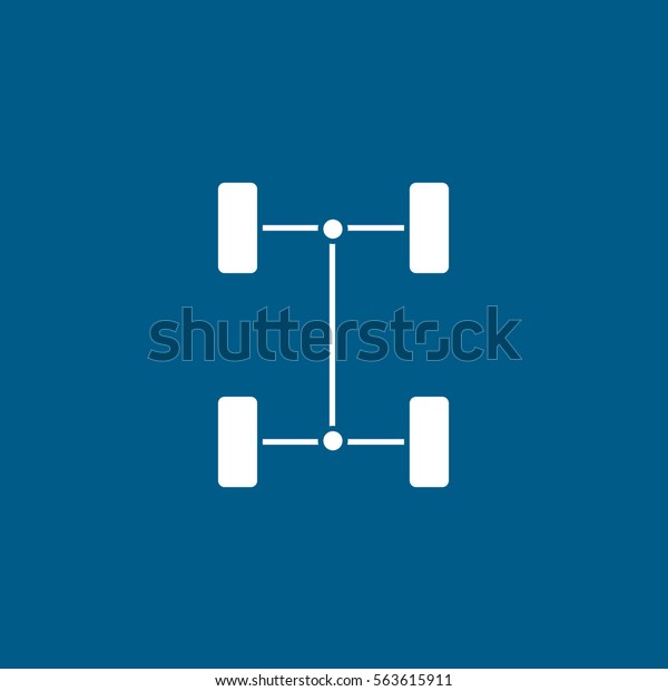 Car Dashboard Warning Light Chassis Flat Icon\
On Blue Background