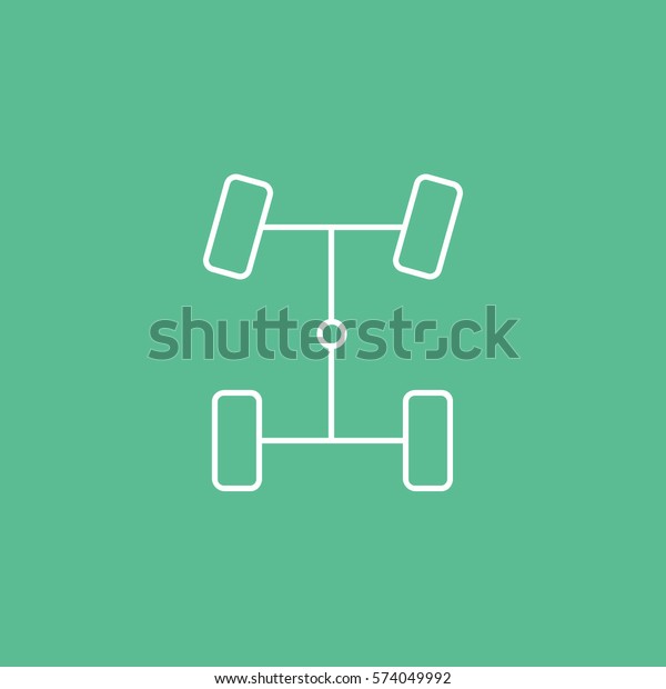 Car Dashboard Warning Light Chassis Line Icon\
On Green Background