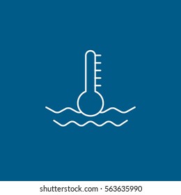 Car Dashboard Warning Light Coolant Temp Line Icon On Blue Background