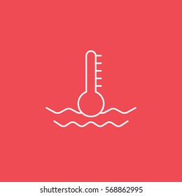 Car Dashboard Warning Light Coolant Temp Line Icon On Red Background