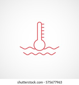 Car Dashboard Warning Light Coolant Temp Red Line Icon On White Background