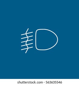 Car Dashboard Warning Light Fog Lamp Line Icon On Blue Background