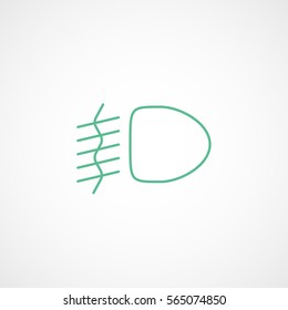 Car Dashboard Warning Light Fog Lamp Green Line Icon On White Background