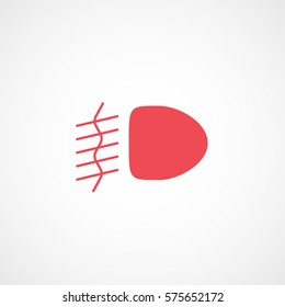 Car Dashboard Warning Light Fog Lamp Red Flat Icon On White Background