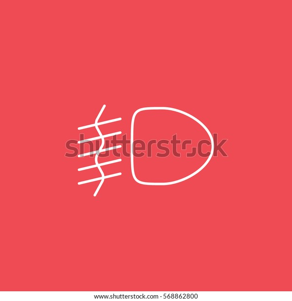 Car Dashboard Warning Light Fog Lamp Line Icon\
On Red Background