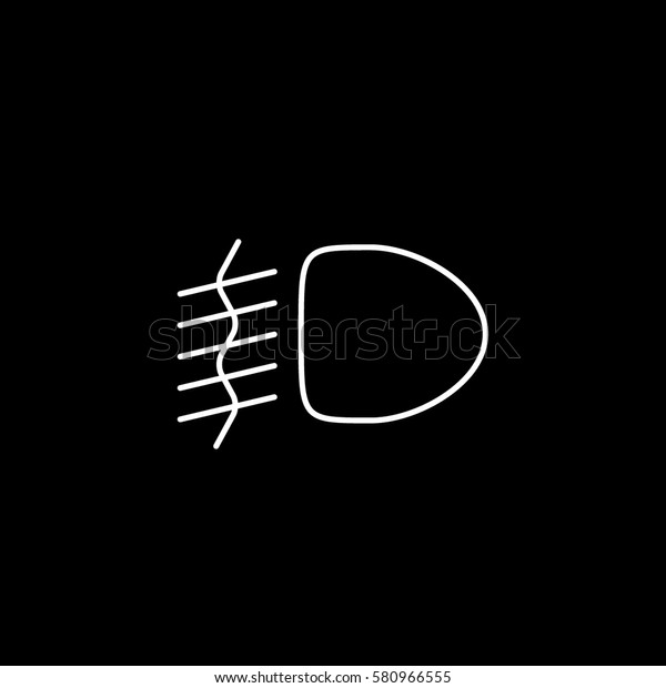 Car Dashboard Warning Light Fog Lamp Line Icon\
On Black Background