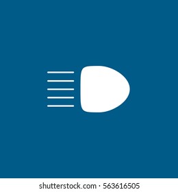 Car Dashboard Warning Light High Beam Flat Icon On Blue Background