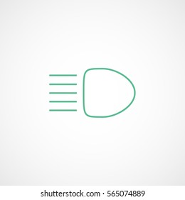 Car Dashboard Warning Light High Beam Green Line Icon On White Background