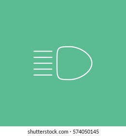 Car Dashboard Warning Light High Beam Line Icon On Green Background