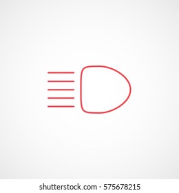 Car Dashboard Warning Light High Beam Red Line Icon On White Background