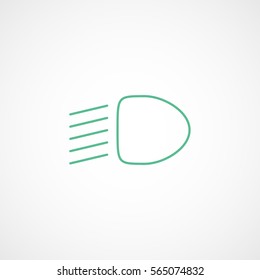Car Dashboard Warning Light Low Beam Green Line Icon On White Background